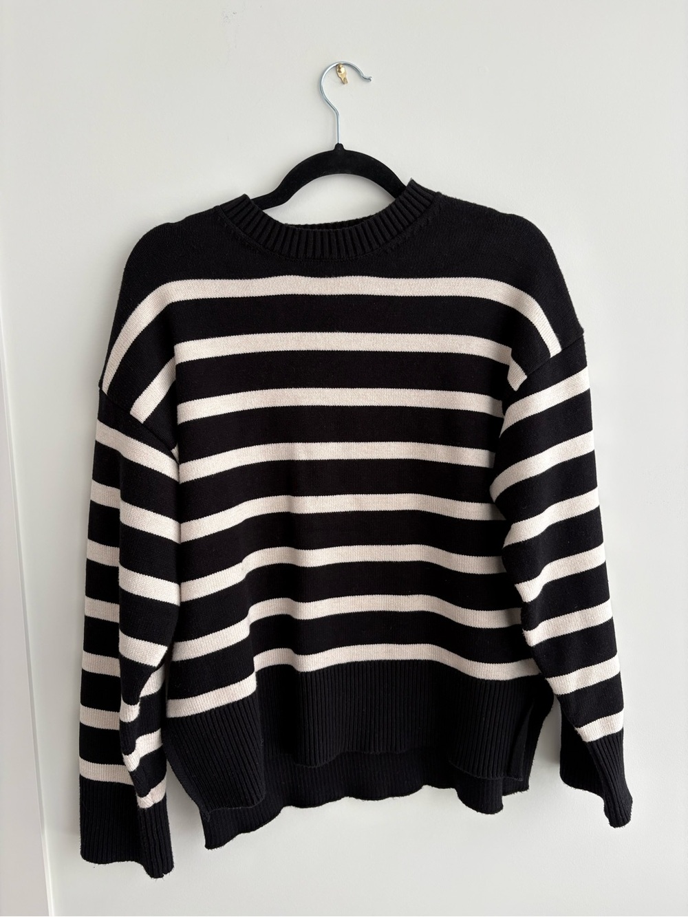 Oysho Striped Black & White Crewneck Sweater